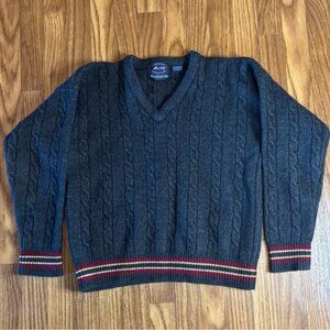 Vintage Allen Solly Gray‎ Lambswool V-neck Sweater Women's Size L